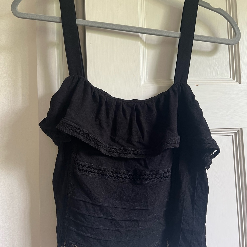 Forever 21 Black Ruffled Smocked Tank Top